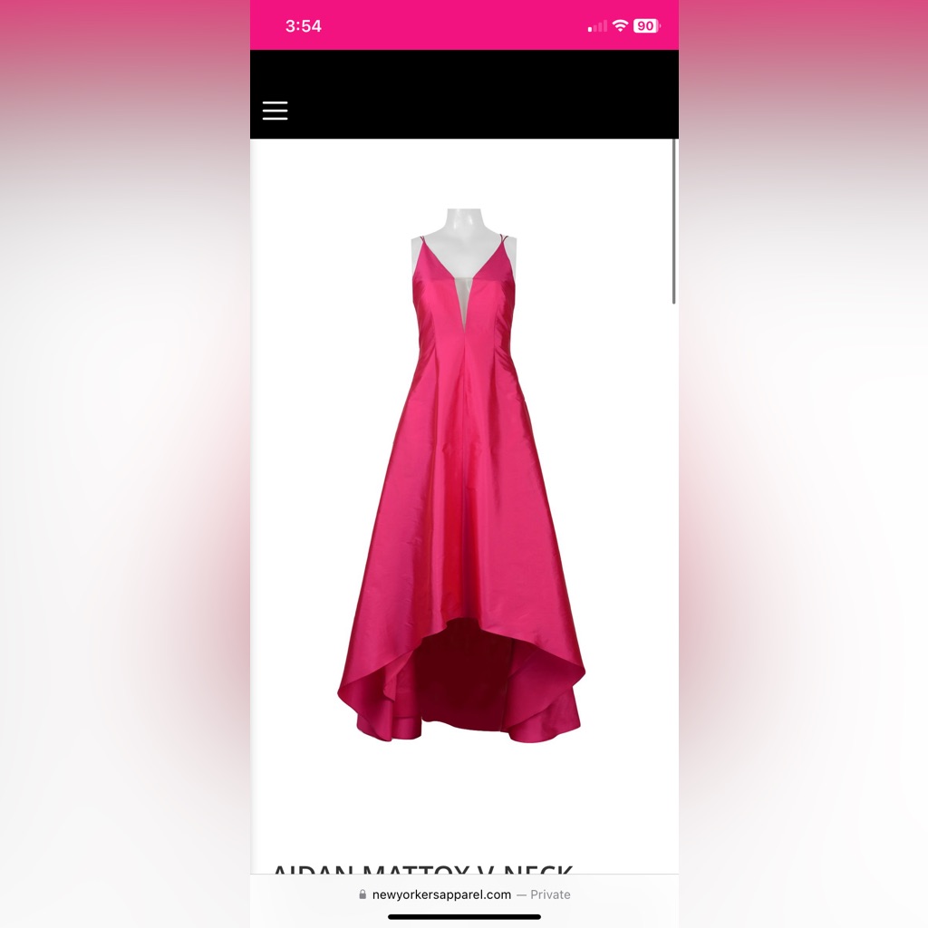 Aidan Mattox Pink V-Neck High-Low Dress Size 4